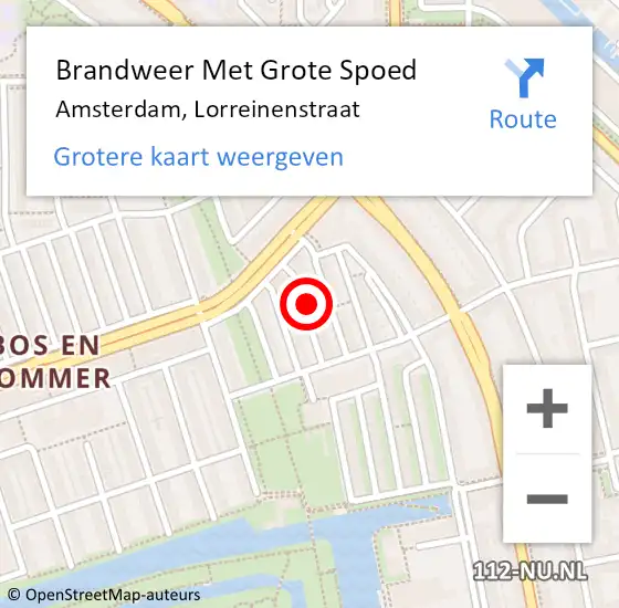 Locatie op kaart van de 112 melding: Brandweer Met Grote Spoed Naar Amsterdam, Lorreinenstraat op 5 maart 2023 09:57