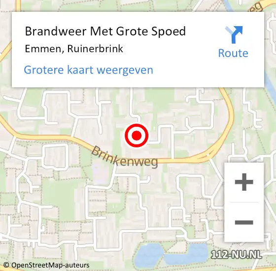 Locatie op kaart van de 112 melding: Brandweer Met Grote Spoed Naar Emmen, Ruinerbrink op 17 augustus 2014 21:06