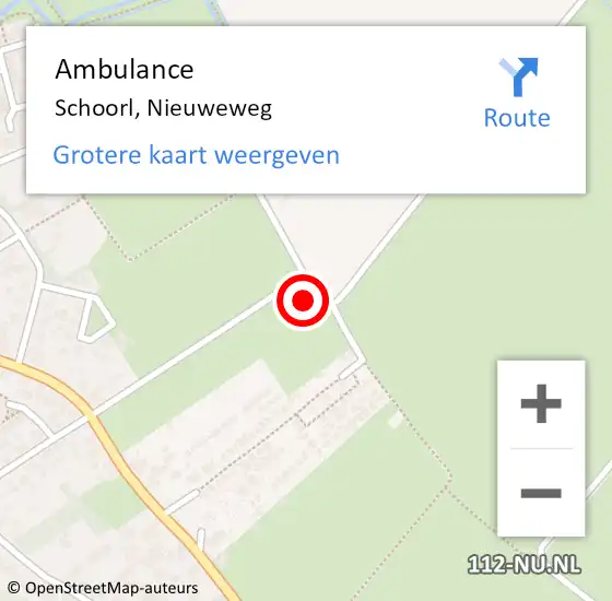Locatie op kaart van de 112 melding: Ambulance Schoorl, Nieuweweg op 5 maart 2023 11:28
