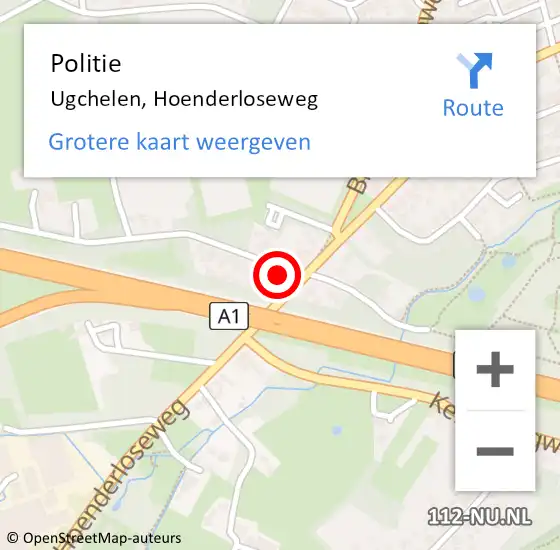 Locatie op kaart van de 112 melding: Politie Ugchelen, Hoenderloseweg op 5 maart 2023 16:22
