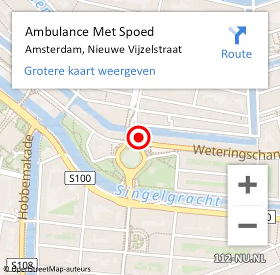 Locatie op kaart van de 112 melding: Ambulance Met Spoed Naar Amsterdam, Nieuwe Vijzelstraat op 5 maart 2023 16:40