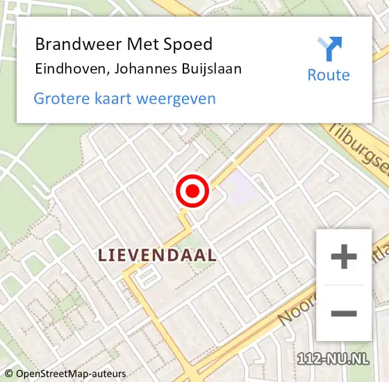 Locatie op kaart van de 112 melding: Brandweer Met Spoed Naar Eindhoven, Johannes Buijslaan op 5 maart 2023 17:04