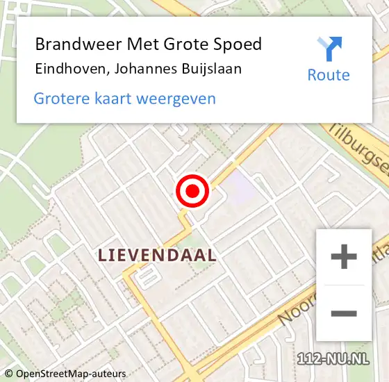 Locatie op kaart van de 112 melding: Brandweer Met Grote Spoed Naar Eindhoven, Johannes Buijslaan op 5 maart 2023 17:05