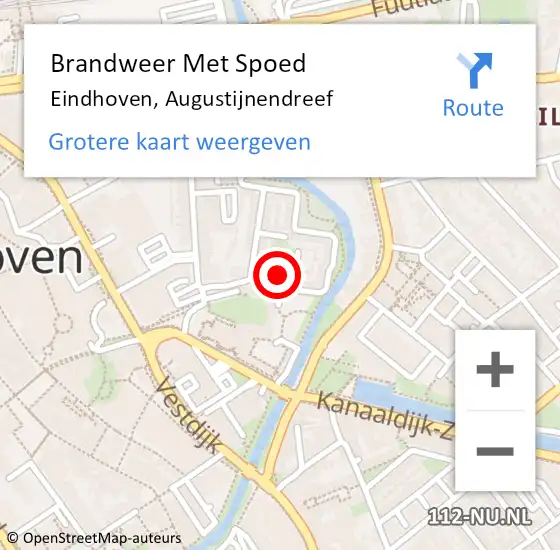 Locatie op kaart van de 112 melding: Brandweer Met Spoed Naar Eindhoven, Augustijnendreef op 5 maart 2023 17:12