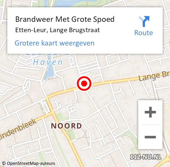 Locatie op kaart van de 112 melding: Brandweer Met Grote Spoed Naar Etten-Leur, Lange Brugstraat op 5 maart 2023 21:06