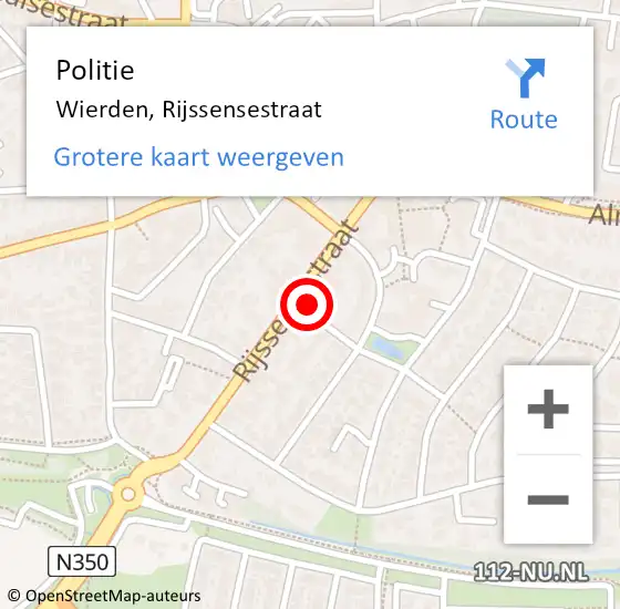 Locatie op kaart van de 112 melding: Politie Wierden, Rijssensestraat op 5 maart 2023 23:31