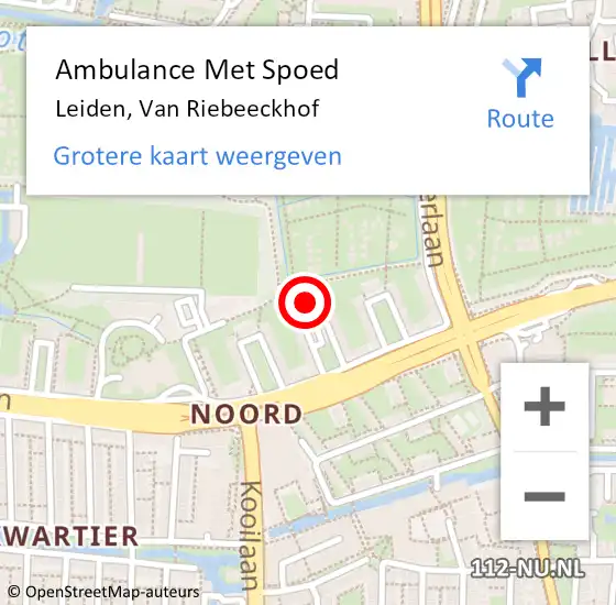 Locatie op kaart van de 112 melding: Ambulance Met Spoed Naar Leiden, Van Riebeeckhof op 6 maart 2023 05:10
