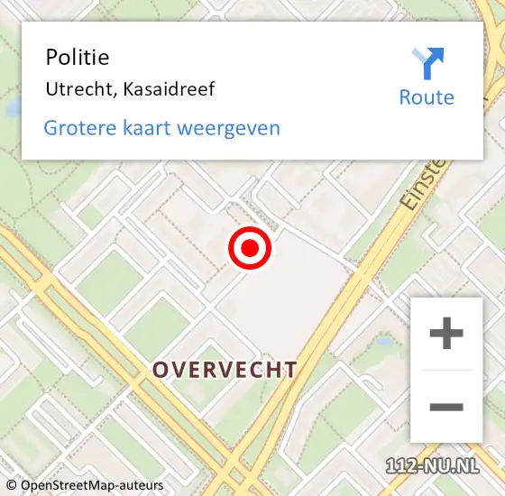 Locatie op kaart van de 112 melding: Politie Utrecht, Kasaidreef op 6 maart 2023 08:40