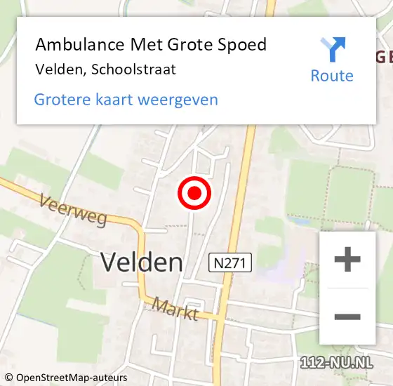 Locatie op kaart van de 112 melding: Ambulance Met Grote Spoed Naar Velden, Schoolstraat op 6 maart 2023 09:38