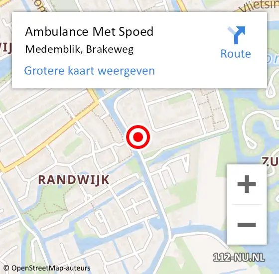 Locatie op kaart van de 112 melding: Ambulance Met Spoed Naar Medemblik, Brakeweg op 6 maart 2023 10:32