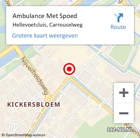 Locatie op kaart van de 112 melding: Ambulance Met Spoed Naar Hellevoetsluis, Carrouselweg op 6 maart 2023 13:30
