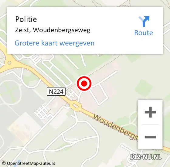 Locatie op kaart van de 112 melding: Politie Zeist, Woudenbergseweg op 6 maart 2023 17:04