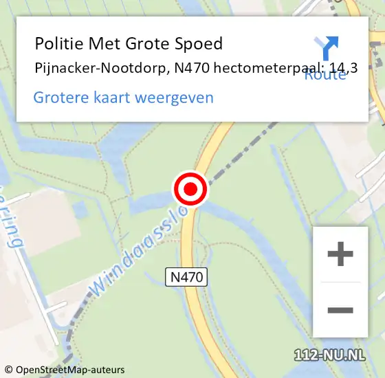 Locatie op kaart van de 112 melding: Politie Met Grote Spoed Naar Pijnacker-Nootdorp, N470 hectometerpaal: 14,3 op 6 maart 2023 17:43