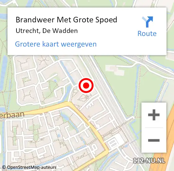 Locatie op kaart van de 112 melding: Brandweer Met Grote Spoed Naar Utrecht, De Wadden op 6 maart 2023 18:28