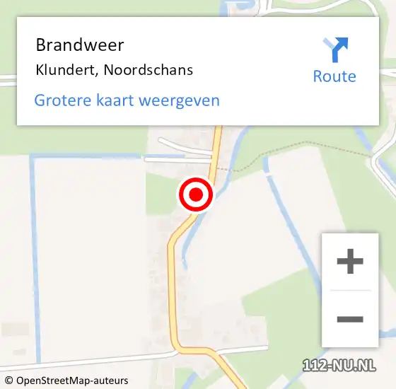 Locatie op kaart van de 112 melding: Brandweer Klundert, Noordschans op 6 maart 2023 19:44