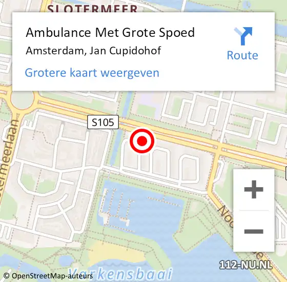 Locatie op kaart van de 112 melding: Ambulance Met Grote Spoed Naar Amsterdam, Jan Cupidohof op 6 maart 2023 22:10