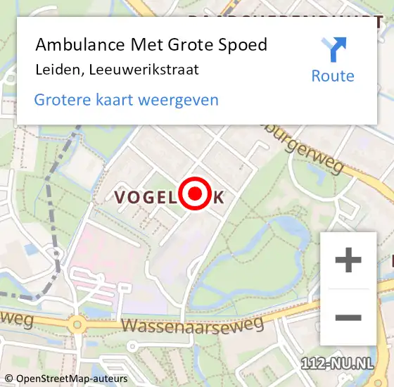 Locatie op kaart van de 112 melding: Ambulance Met Grote Spoed Naar Leiden, Leeuwerikstraat op 6 maart 2023 22:18