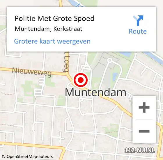 Locatie op kaart van de 112 melding: Politie Met Grote Spoed Naar Muntendam, Kerkstraat op 7 maart 2023 07:43