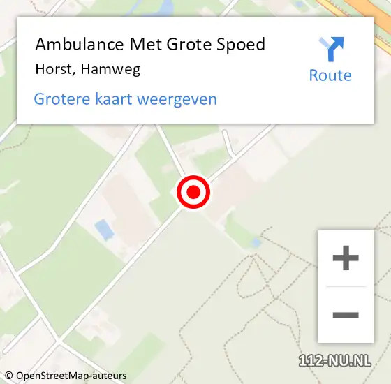 Locatie op kaart van de 112 melding: Ambulance Met Grote Spoed Naar Horst, Hamweg op 18 augustus 2014 06:02