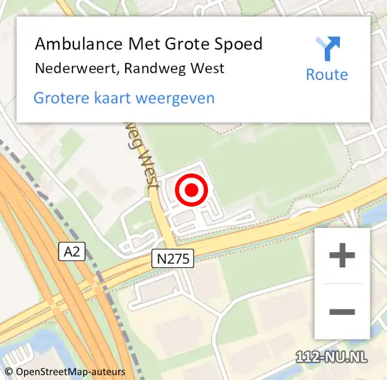 Locatie op kaart van de 112 melding: Ambulance Met Grote Spoed Naar Nederweert, Randweg West op 7 maart 2023 09:10