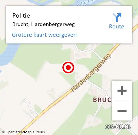 Locatie op kaart van de 112 melding: Politie Brucht, Hardenbergerweg op 7 maart 2023 09:21
