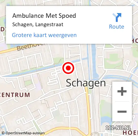 Locatie op kaart van de 112 melding: Ambulance Met Spoed Naar Schagen, Langestraat op 7 maart 2023 09:45