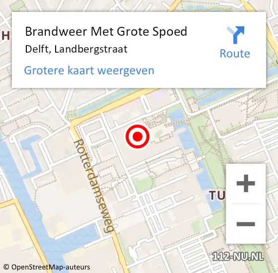 Locatie op kaart van de 112 melding: Brandweer Met Grote Spoed Naar Delft, Landbergstraat op 7 maart 2023 11:34
