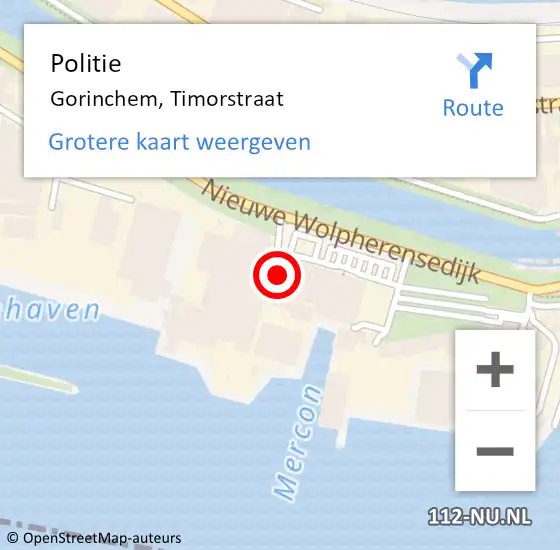Locatie op kaart van de 112 melding: Politie Gorinchem, Timorstraat op 7 maart 2023 16:00