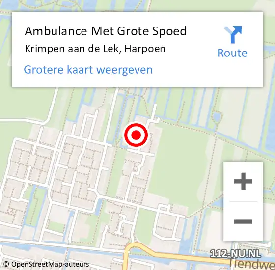 Locatie op kaart van de 112 melding: Ambulance Met Grote Spoed Naar Krimpen aan de Lek, Harpoen op 7 maart 2023 18:27
