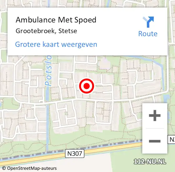 Locatie op kaart van de 112 melding: Ambulance Met Spoed Naar Grootebroek, Stetse op 8 maart 2023 03:09