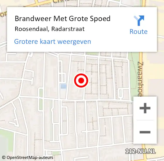 Locatie op kaart van de 112 melding: Brandweer Met Grote Spoed Naar Roosendaal, Radarstraat op 8 maart 2023 07:13