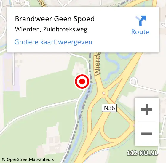 Locatie op kaart van de 112 melding: Brandweer Geen Spoed Naar Wierden, Zuidbroeksweg op 8 maart 2023 07:45