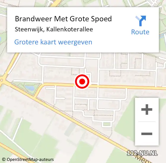 Locatie op kaart van de 112 melding: Brandweer Met Grote Spoed Naar Steenwijk, Kallenkoterallee op 8 maart 2023 07:48