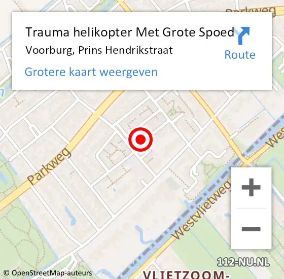 Locatie op kaart van de 112 melding: Trauma helikopter Met Grote Spoed Naar Voorburg, Prins Hendrikstraat op 8 maart 2023 08:12