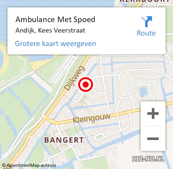 Locatie op kaart van de 112 melding: Ambulance Met Spoed Naar Andijk, Kees Veerstraat op 8 maart 2023 10:33