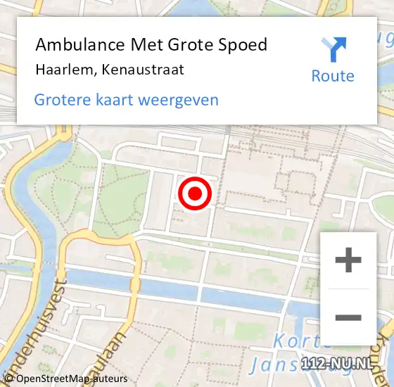 Locatie op kaart van de 112 melding: Ambulance Met Grote Spoed Naar Haarlem, Kenaustraat op 8 maart 2023 10:40