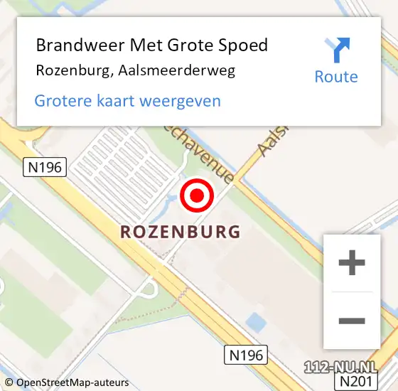 Locatie op kaart van de 112 melding: Brandweer Met Grote Spoed Naar Rozenburg, Aalsmeerderweg op 8 maart 2023 12:06