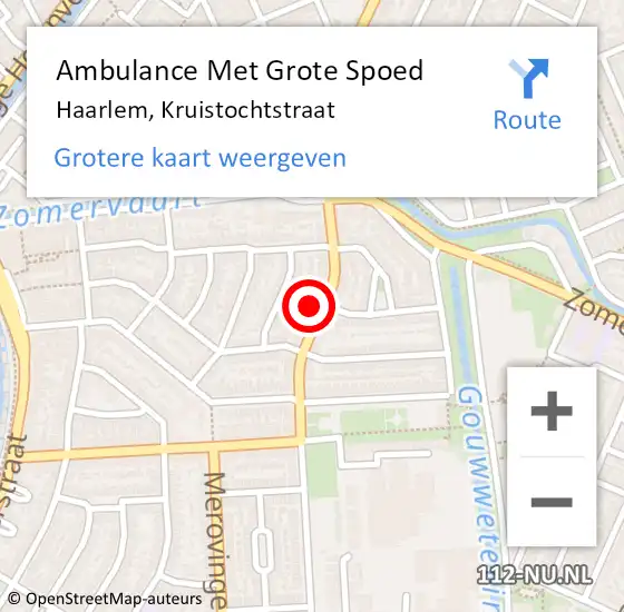 Locatie op kaart van de 112 melding: Ambulance Met Grote Spoed Naar Haarlem, Kruistochtstraat op 8 maart 2023 14:08