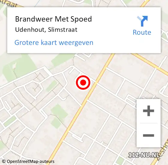 Locatie op kaart van de 112 melding: Brandweer Met Spoed Naar Udenhout, Slimstraat op 8 maart 2023 16:22