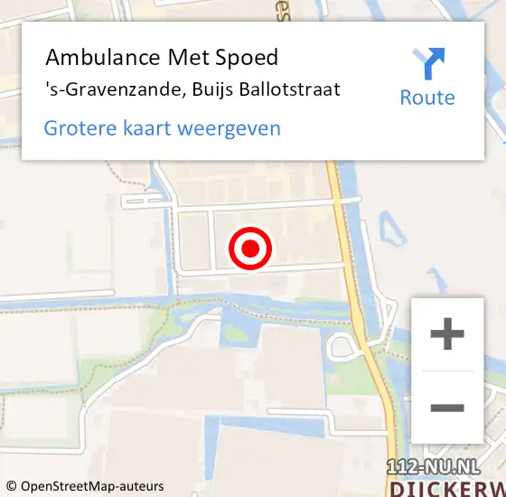 Locatie op kaart van de 112 melding: Ambulance Met Spoed Naar 's-Gravenzande, Buijs Ballotstraat op 8 maart 2023 16:34