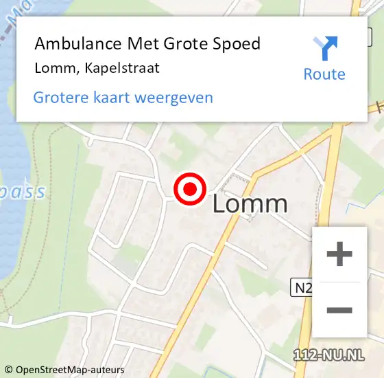 Locatie op kaart van de 112 melding: Ambulance Met Grote Spoed Naar Lomm, Kapelstraat op 8 maart 2023 17:07