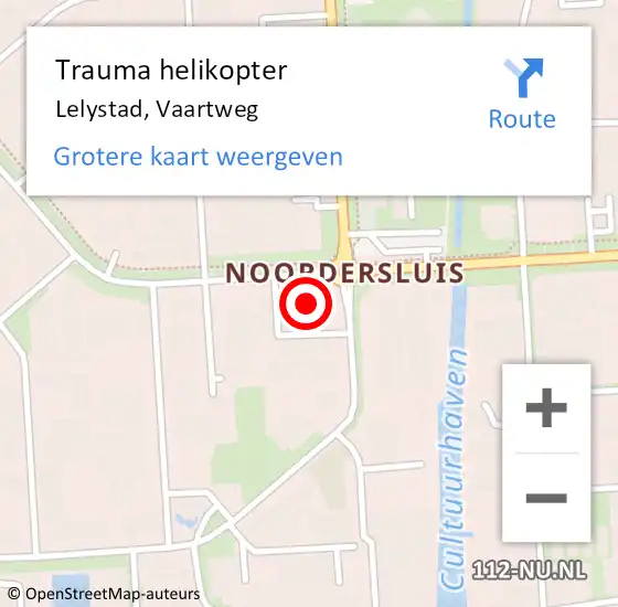 Locatie op kaart van de 112 melding: Trauma helikopter Lelystad, Vaartweg op 8 maart 2023 17:19