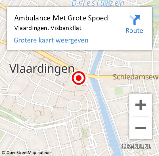 Locatie op kaart van de 112 melding: Ambulance Met Grote Spoed Naar Vlaardingen, Visbankflat op 8 maart 2023 18:33