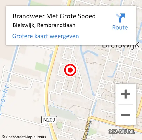 Locatie op kaart van de 112 melding: Brandweer Met Grote Spoed Naar Bleiswijk, Rembrandtlaan op 8 maart 2023 23:33