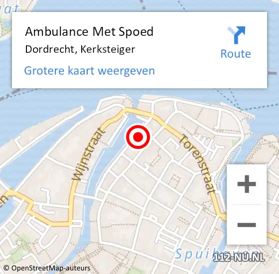 Locatie op kaart van de 112 melding: Ambulance Met Spoed Naar Dordrecht, Kerksteiger op 8 maart 2023 23:50