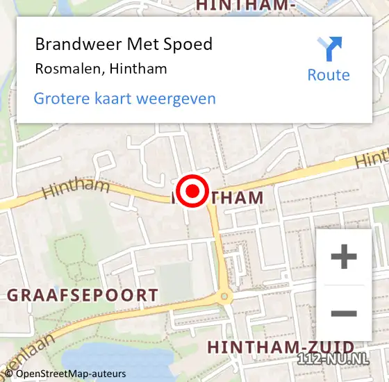 Locatie op kaart van de 112 melding: Brandweer Met Spoed Naar Rosmalen, Hintham op 9 maart 2023 08:35