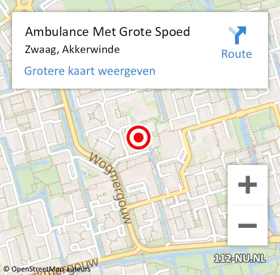 Locatie op kaart van de 112 melding: Ambulance Met Grote Spoed Naar Zwaag, Akkerwinde op 9 maart 2023 10:13
