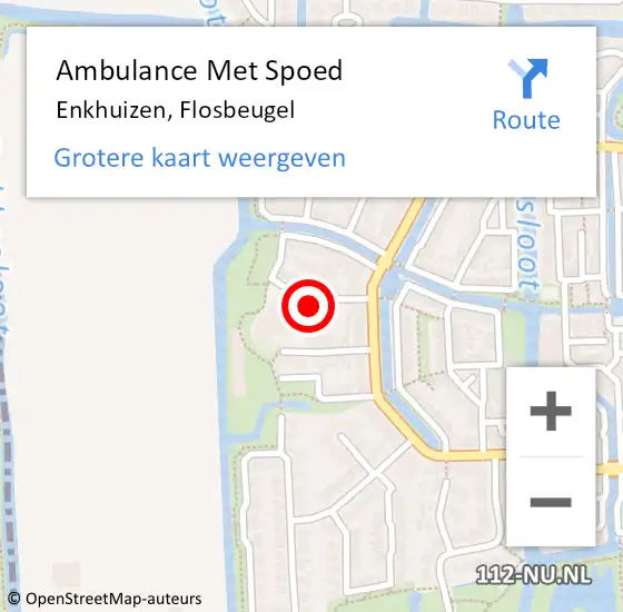 Locatie op kaart van de 112 melding: Ambulance Met Spoed Naar Enkhuizen, Flosbeugel op 9 maart 2023 10:36