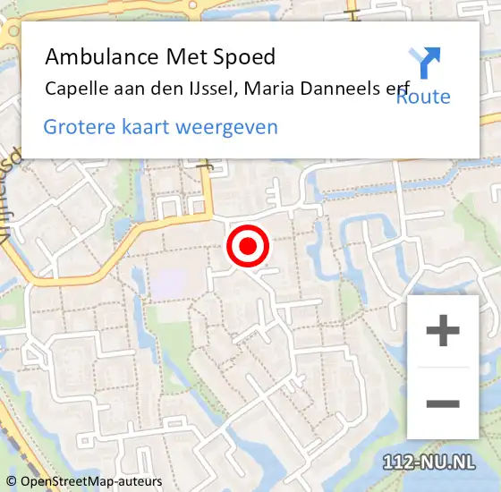 Locatie op kaart van de 112 melding: Ambulance Met Spoed Naar Capelle aan den IJssel, Maria Danneels erf op 9 maart 2023 11:39