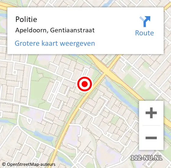 Locatie op kaart van de 112 melding: Politie Apeldoorn, Gentiaanstraat op 9 maart 2023 14:21
